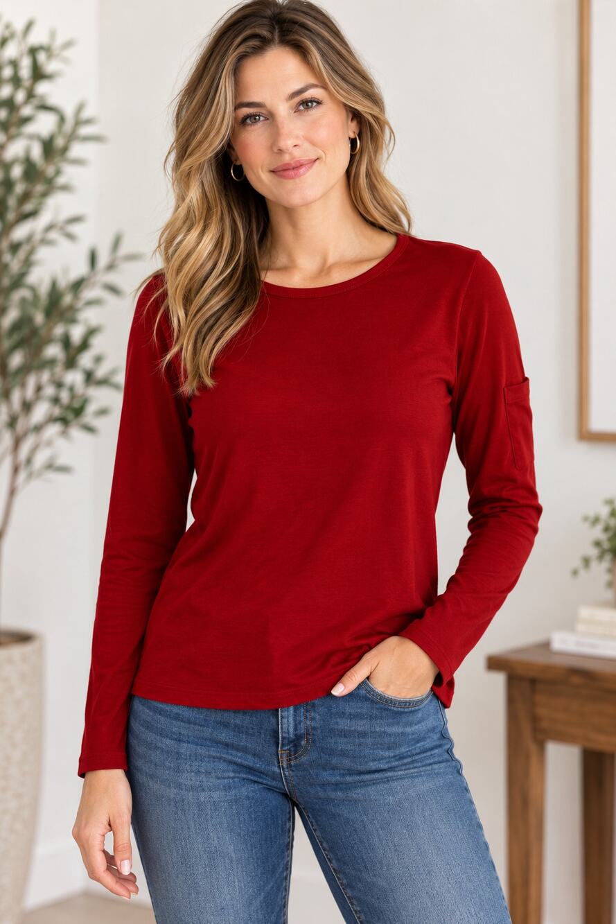 Ralph Lauren red long sleeve tee shirt medium preppy holiday